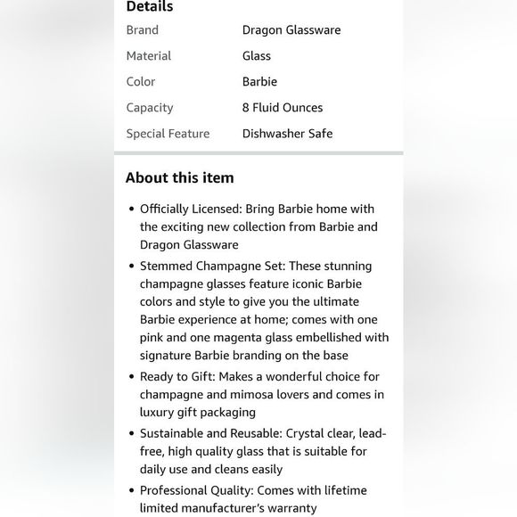 Barbie X Dragon Champagne Flutes - Picture 6 of 8